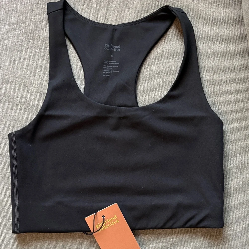 Girlfriend Collective Midnight Black Sports Bra - Picture 1 of 6
